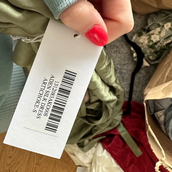 NWT Reformation Aden Silk Midi Slip Dress SZ S Artichoke Shoulder Tie Straps - Picture 3 of 10